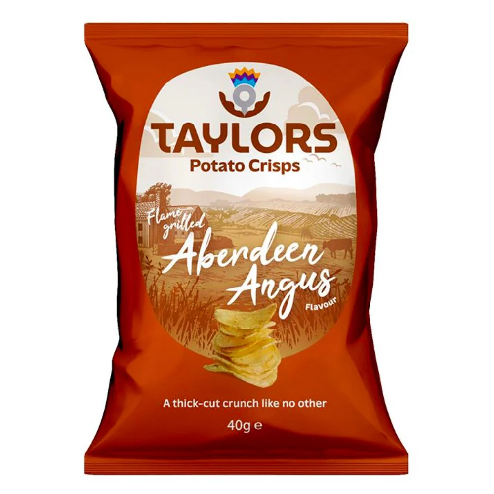 Taylor Potato Crisps- Aberdeen Angus , chips al gusto di carne angus da 40g