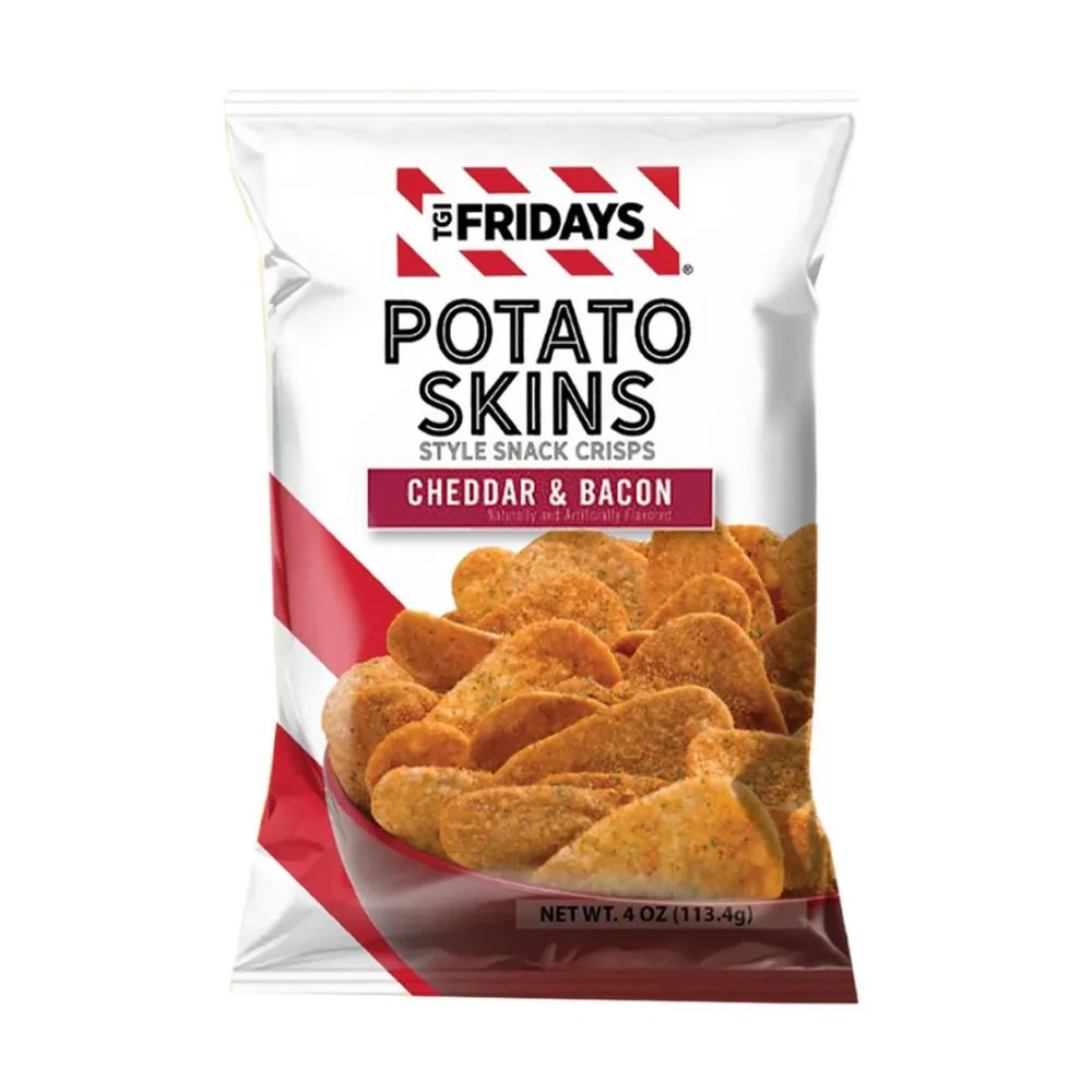 TGI Fridays Potato Skins Cheddar and Bacon, patatine al cheddar e bacon da 113.4g