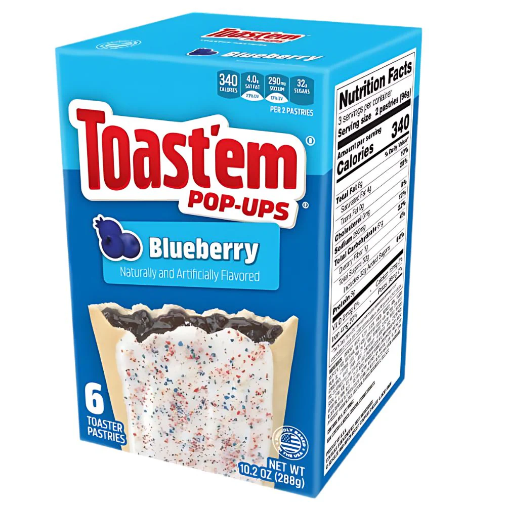 Toast'em Pop-Ups Blueberry, biscotti con crema al gusto di mirtillo da 288g