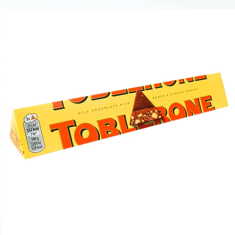 Toblerone Milk Chocolate with Honey and Almond, barretta di cioccolato al latte con miele e mandorle da 100g