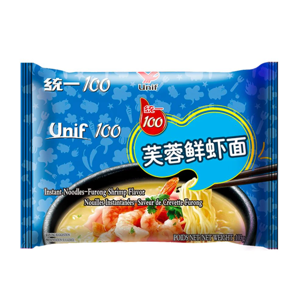 Unif Instant Noodles Furong Shrimp Flavour, noodles istantanei al gusto di gamberi da 103g