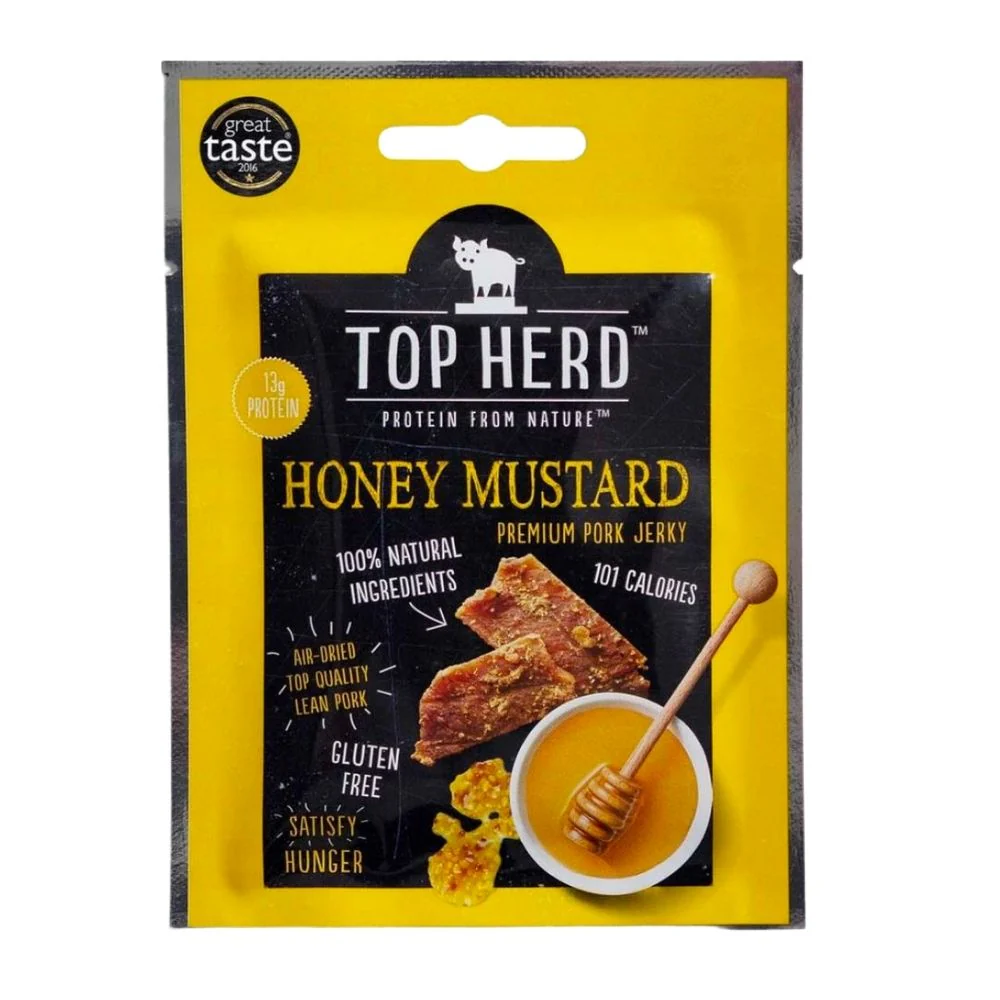 Top Herd Pork Honey Mustard, carne secca di maiale al gusto di miele e mostarda da 35g