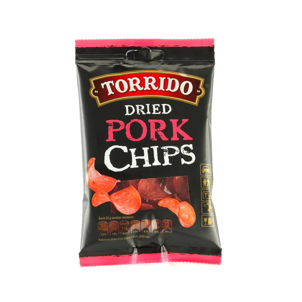 Torrido Dried Pork Chips, salame di maiale da 25g