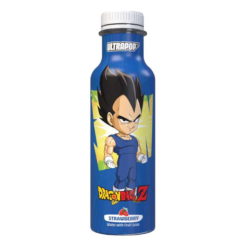 Ultra Pop Dragon Ball Z Vegeta Strawberry, bevanda al gusto di fragola da 330ml