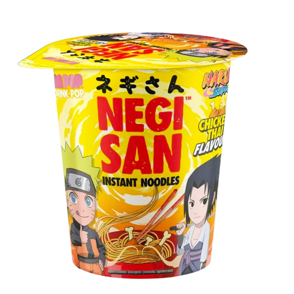Naruto Ultra Pop Instant Noodles Thai Chicken of Naruto and Sasuke, noodles al gusto di pollo da 65g