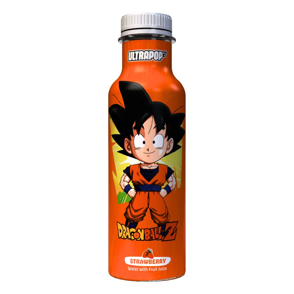 Ultra Pop Dragon Ball Z Goku Strawberry, bevanda al gusto di fragola da 330ml