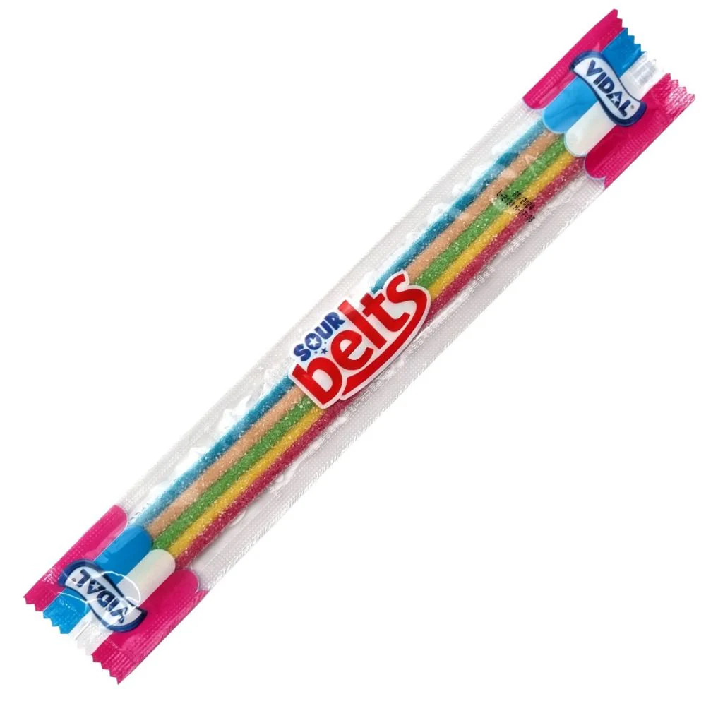 Vidal Sour Belts Multicolors, caramella al gusto aspro di frutta da 9g
