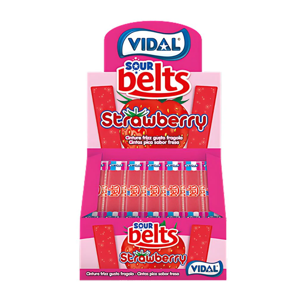 Vidal Sour Belts Strawberry, caramella al gusto aspro di fragola da 9g (confezione da 150)