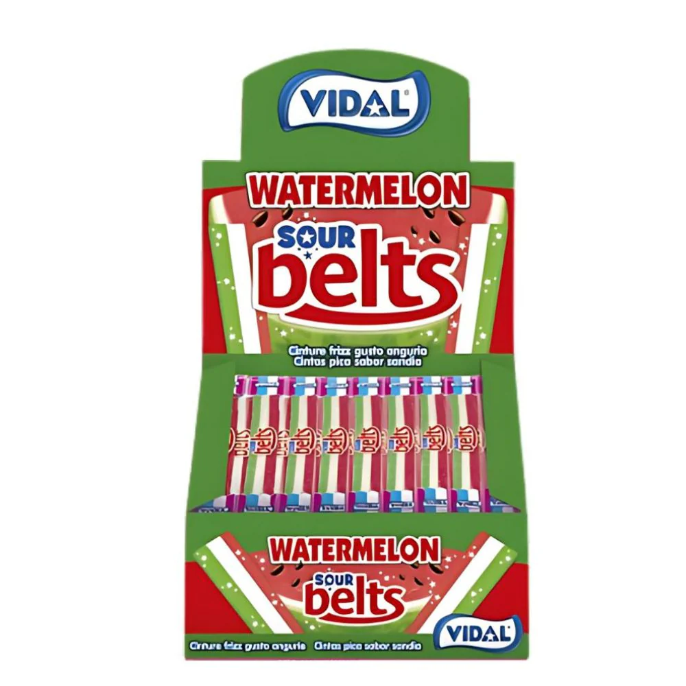 Vidal Sour Belts Watermelon, caramella al gusto aspro di anguria da 9g (confezione da 150)