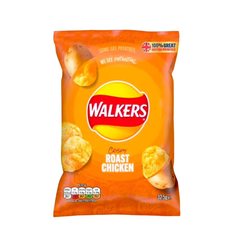 Walkers Crispy Roast Chicken, patatine al gusto di pollo arrosto da 32.5g