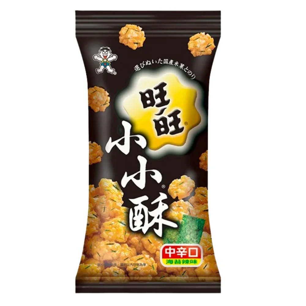 Want Want Mini Fried Senbei Rice Crackers, riso croccante piccante alle alghe da 60g