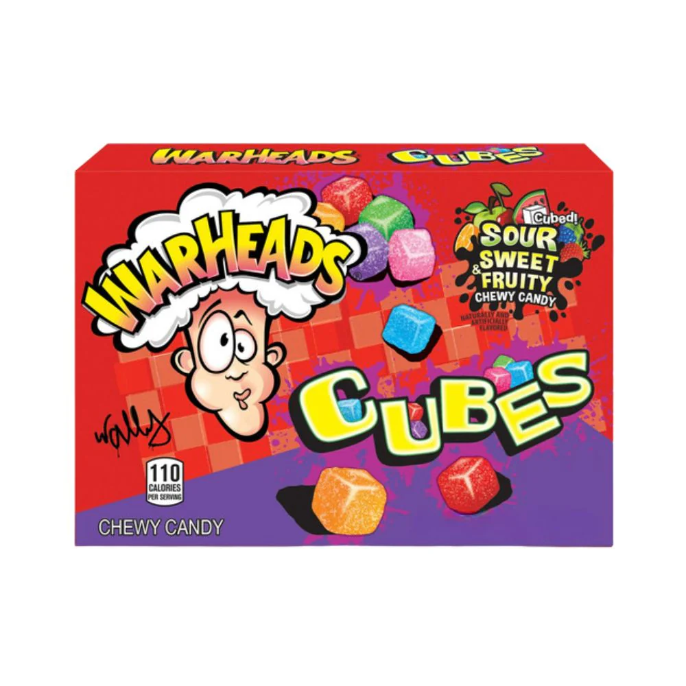 Warheads Cubes New Sour Fruity Flavors, caramelle gommose aspre al gusto di frutta da 99g