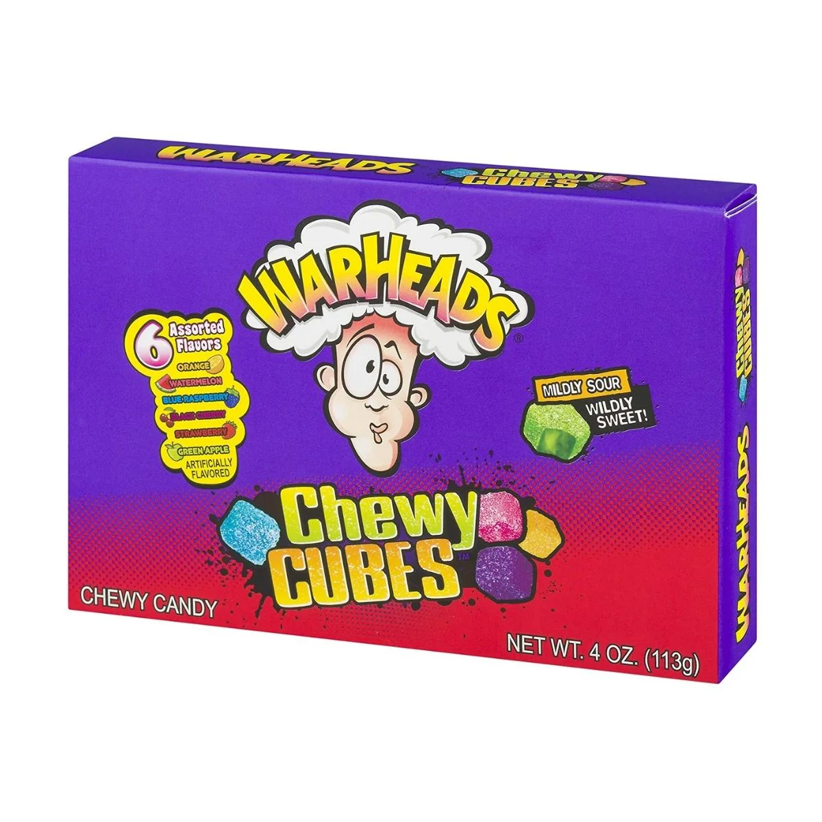 Warheads Cube Sour Sweet&Fruity Chewy Candy, caramelle aspre alla frutta da 113g