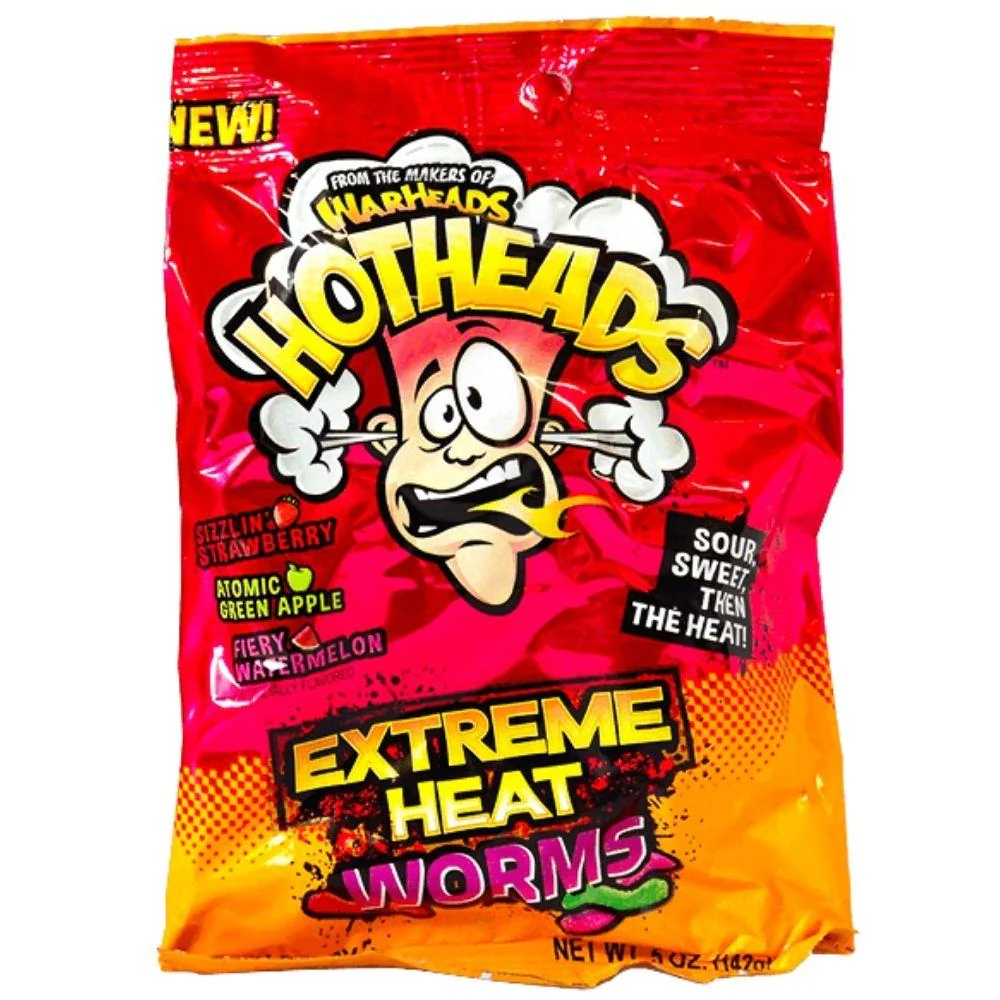 Warheads Hotheads Worms, caramelle aspre e calde alla frutta da 142g