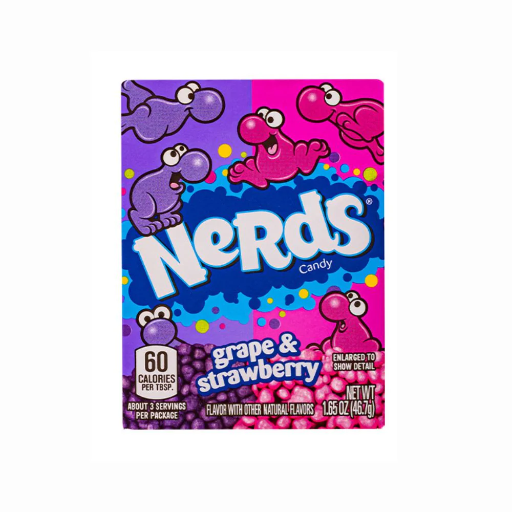 Wonka Nerds Grape and Strawberry, caramelle alla fragola e all'uva da 46g