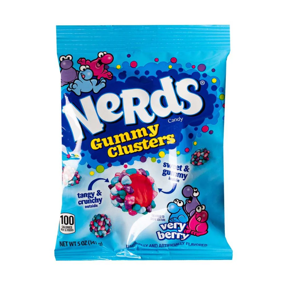 Wonka Nerds Gummy Clusters Very Berry, caramelle gommose ai frutti rossi da 141g
