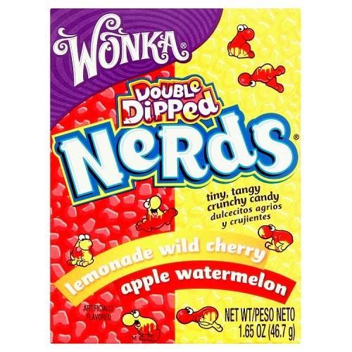 Wonka Nerds Watermelon Apple and Lemonade Wild Cherry, caramelle all'anguria rossa e limonata di ciliegia selvatica da 47g