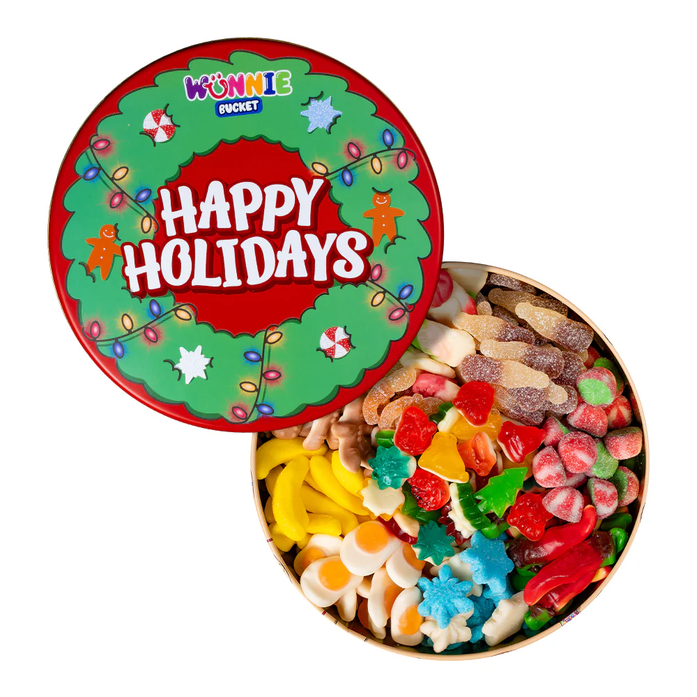Wunnie Bucket “Happy Holidays”, latta da comporre con le tue caramelle gommose preferite - 2 kg - Image 4