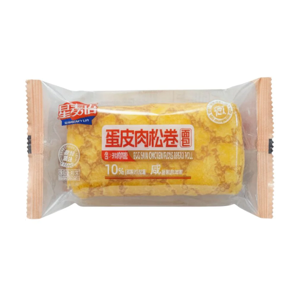 Xing Mai Yu Egg Skin Chicken Floss Bread Roll, rotolo di uova ripieno di pollo da 80g