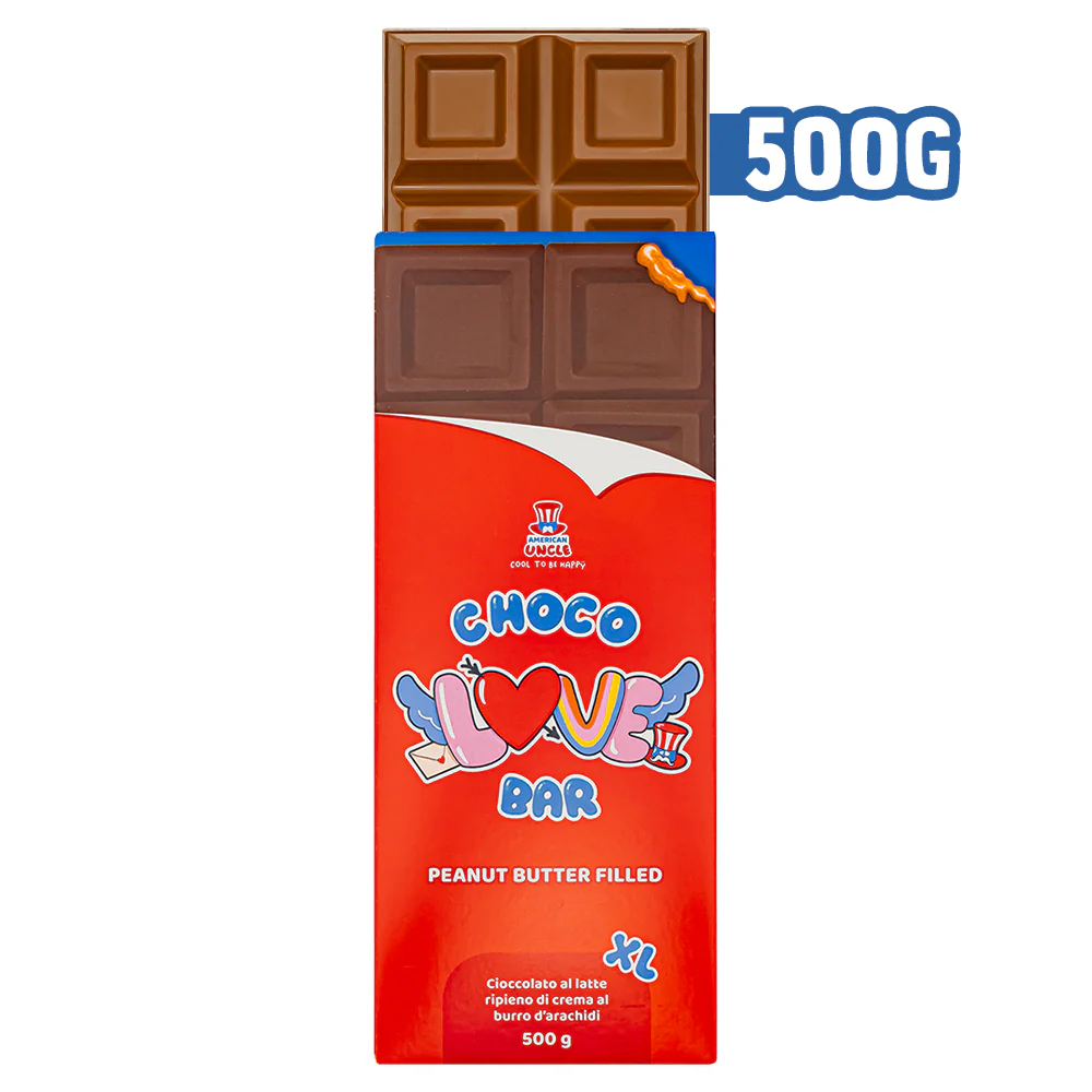 XL Peanut Butter filled Choco Love Bar, cioccolato al latte ripieno di crema al burro di arachidi da 500g - Image 3