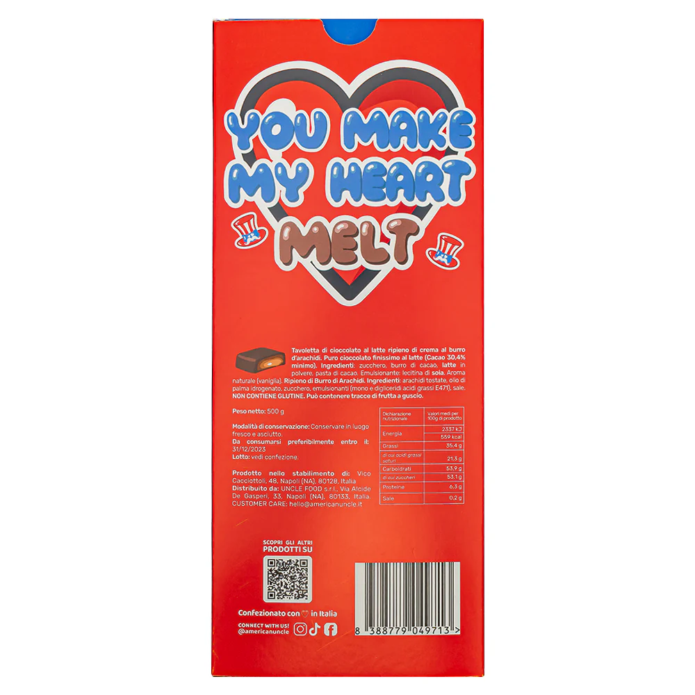 XL Peanut Butter filled Choco Love Bar, cioccolato al latte ripieno di crema al burro di arachidi da 500g - Image 4