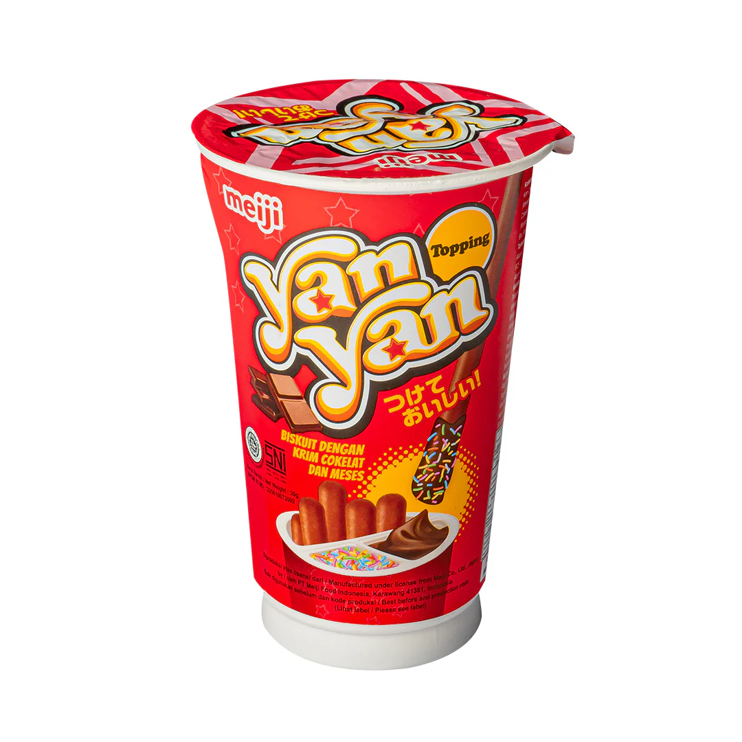 Meiji Yan Yan Topping Chocolate Cream, grissini con crema al cioccolato e confetti da 30g