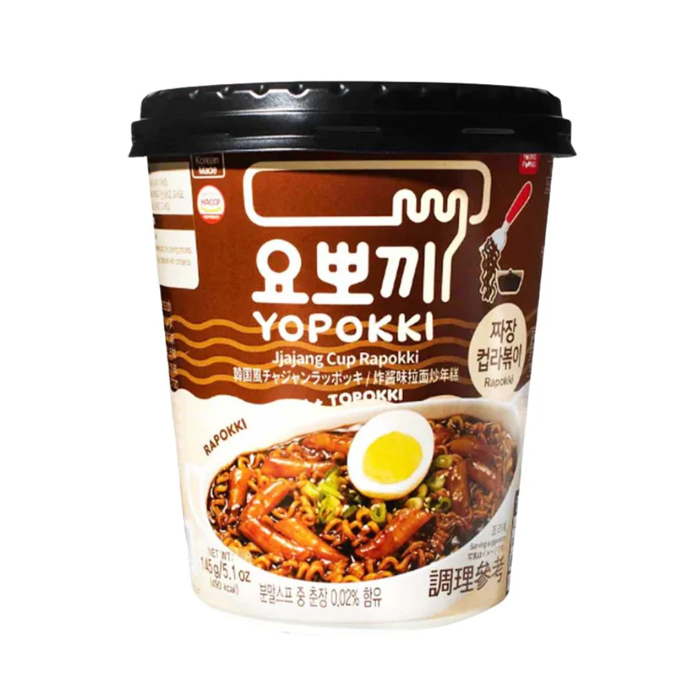 Yopokki Jjajang Cup Rapokki, noodles e topokki in tazza con fagioli neri da 145g