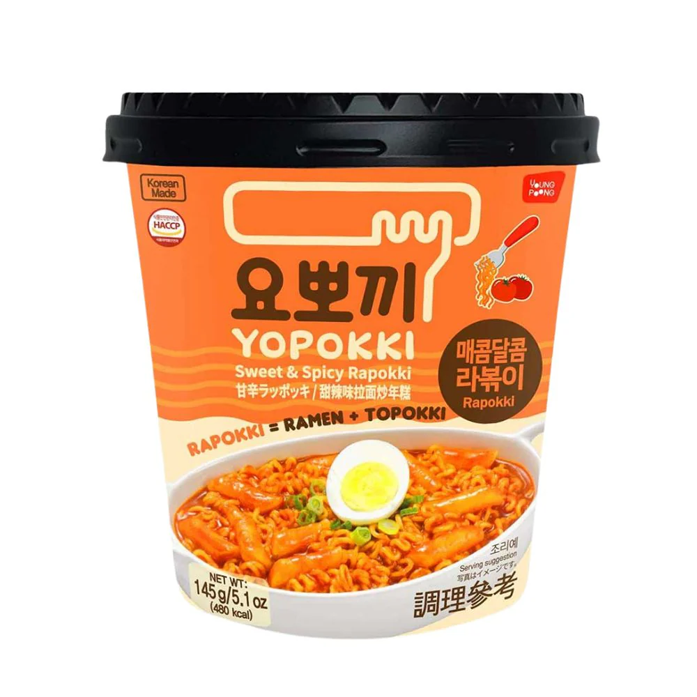 Yopokki Sweet & Spicy, spaghetti instantanei dolci e piccanti da 145gv