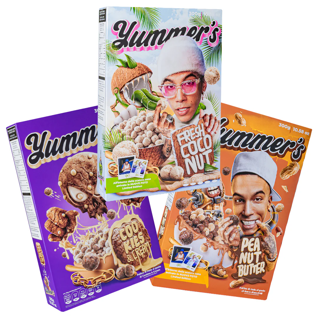 Yummer's Peanut Butter and Fresh Coco by Sfera Ebbasta and Cookies & Cream da 300g